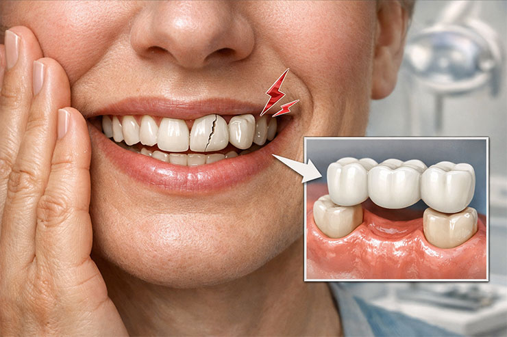 Crowns on front teeth